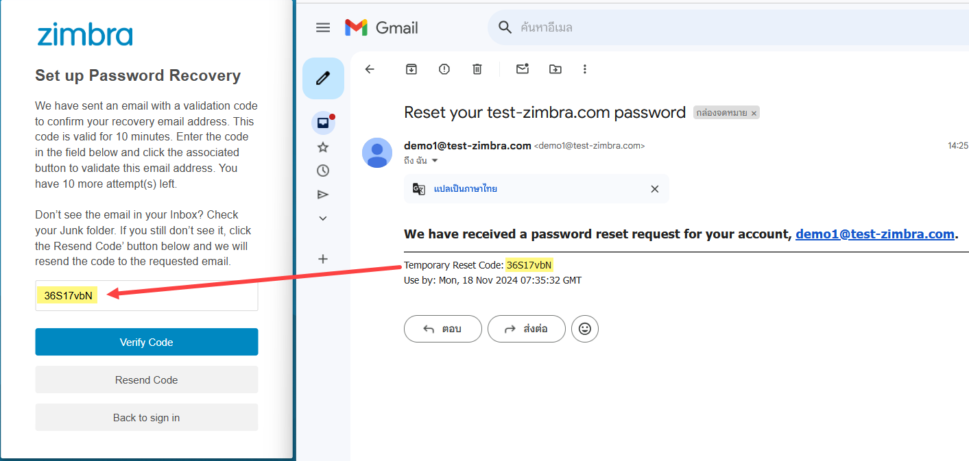 Zimbra Password Recovery