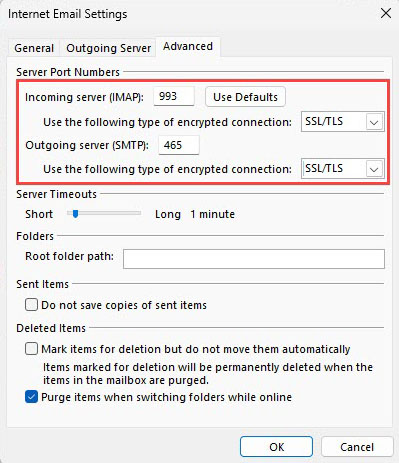 ตั้งค่าพอร์ตและการเข้ารหัส